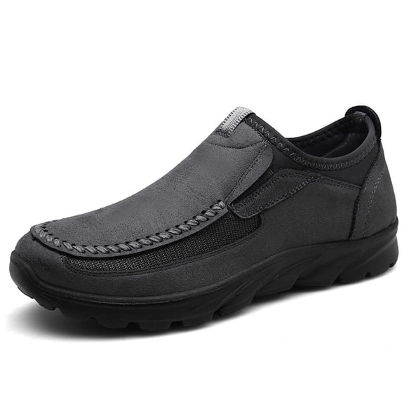 Men Shoes Casual Outdoor Slip on Sports Shoes Waterproof Middle-aged Elderly Covers Flat Sneakers Gray qILAKOG Size 8