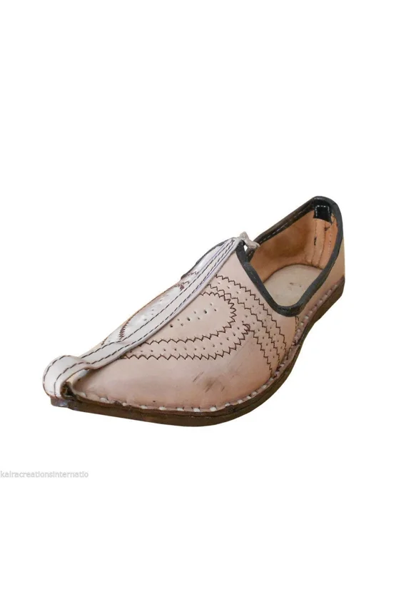 Men Shoes Leather Handmade Indian Casual Jutties Mojaries Flat Camel Size US 7