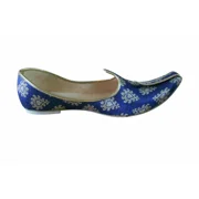 Men Shoes Leather Handmade Indian Khussa Jutties Mojaries Loafers Blue US 6