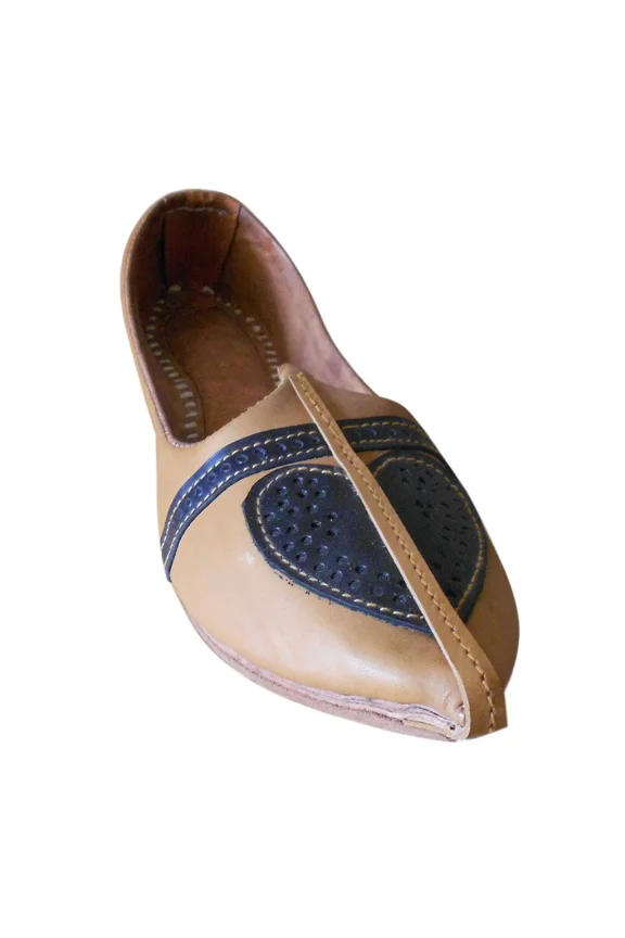 Men Shoes Leather Handmade Indian Oxfords Mojaries Jutties Flat Camel US 10