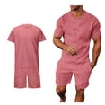 thumbnail image 1 of Men Short Sets Outfits 2 Piece Set Men's T Shirts Short Sleeve & Shorts Summer Set Beach Clothes Matching Set, 1 of 9