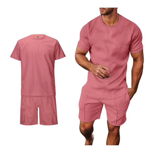 Men Short Sets Outfits 2 Piece Set Men's T Shirts Short Sleeve & Shorts Summer Set Beach Clothes Matching Set