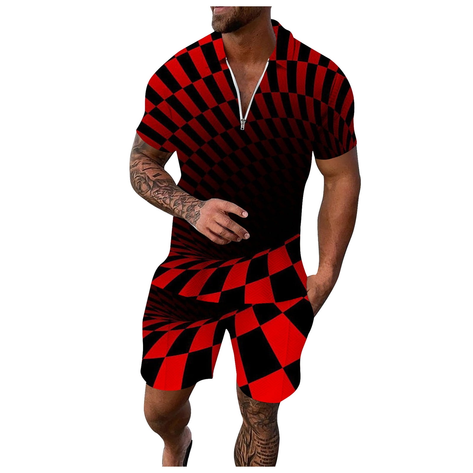 Men Short Sets Outfits 2 Piece Vacation Beach T Shirt And Shorts Gym