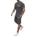 thumbnail image 1 of Men Short Sets Outfits 3x Button Up Printed Polo Shirt and Shorts Set Oversized Summer Casual Vacation Sets,Dark Gray,XXL, 1 of 4