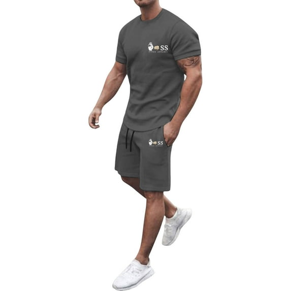 Men Short Sets Outfits 3x Button Up Printed Polo Shirt and Shorts Set Oversized Summer Casual Vacation Sets,Dark Gray,XXL