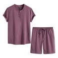 thumbnail image 1 of Men Short Sets Two Piece Casual Breathable Anti Breathable Volume Short Sleeve Shirt and Shorts Summer Outfits for Men, 1 of 3