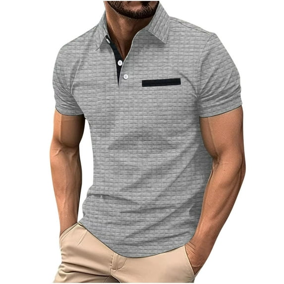 Men Short Shorts,Short for Men,Men's Casual Fashion Solid Color Short Sleeved Lapel Pullover Button