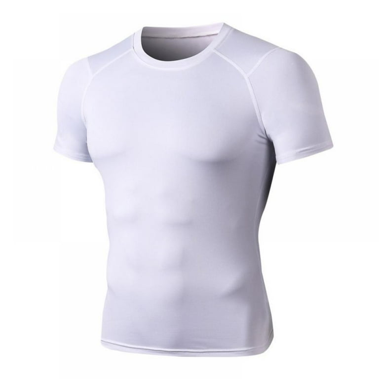 Men Short Sleeve Baselayer Cool Dry Compression T-Shirt for Athletic  Workout and Running