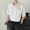 thumbnail image 1 of Men Short Sleeve Button Down Beachwear Night Club Outfit Shirt Casual Tops, M, White, 1 of 3