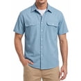 thumbnail image 1 of Men Short Sleeve Button Down Shirt Casual Button Up Shirt Relaxed Fit Work Clothes with Two Pockets, 1 of 8