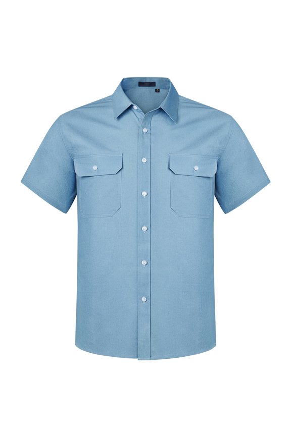 Men Short Sleeve Button Down Shirt Casual Button Up Shirt Relaxed Fit Work Clothes with Two Pockets