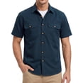 thumbnail image 1 of Button Down Shirts for Mens Work Casual Relaxed Fit Summer Shirt Short Sleeve Tops with Two Pockets, 1 of 9