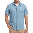 thumbnail image 1 of Men Short Sleeve Button Down Shirt Casual Button Up Shirt Relaxed Fit Work Clothes with Two Pockets, 1 of 9
