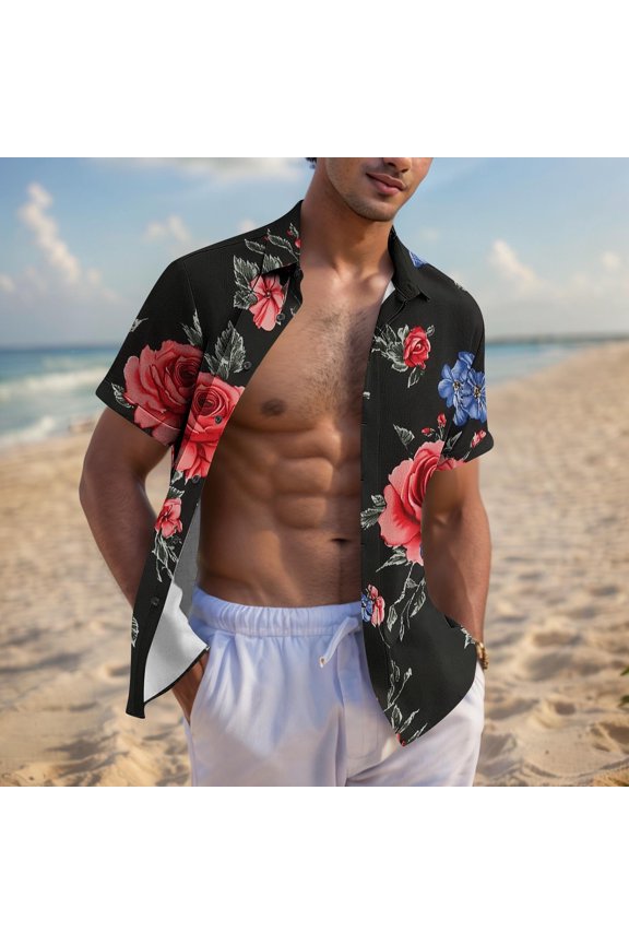 Men Short Sleeve Button down Shirt Big Man Black T Shirts Summer Tops Trendy Boho Mens Shirts Casual Stylish Wrinkle Free reorders