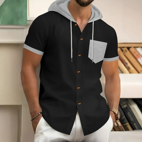 Men Short Sleeve Button down Shirts Mens T-Shirts with Pocket Summer Tops with Sleeves Shirts for Men Graphic Tees Anime Men Clearance Sale Items