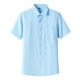 thumbnail image 1 of Men Short Sleeve Dress Shirts Casual Fashion Stretch Regular Fit Collar Button Down Shirt Lightweight Classic Basic Tee Light Blue L, 1 of 9
