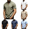 thumbnail image 1 of Men Short Sleeve Pirate Shirt Lace up Medieval Top with Pocket Pirate Costume Halloween Cosplay Mens Halloween Costume, Size L, 1 of 8
