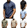 thumbnail image 1 of Men Short Sleeve Pirate Shirt Lace up Medieval Top with Pocket Pirate Costume Halloween Cosplay Mens Halloween Costume, Size XL, 1 of 9