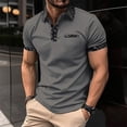 thumbnail image 1 of Men Short Sleeve Polo Shirt Casual Pullover Tops Fashion Patchwork Tshirt Button Down Blouses Trendy Outfits Clothing, 1 of 5