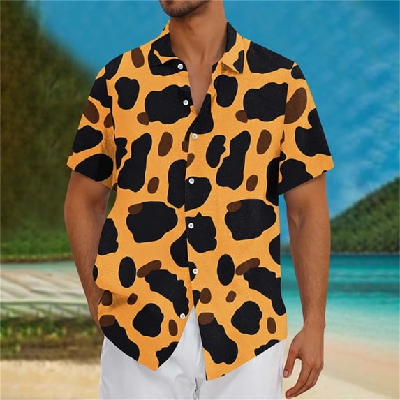 Men Short Sleeve Shirt Cotton Mens T-Shirts Graphic Print Fashion Tees Beach T Shirts for Men Summer Hawaiian Shirt for Men Cotton Poly Get it Fast