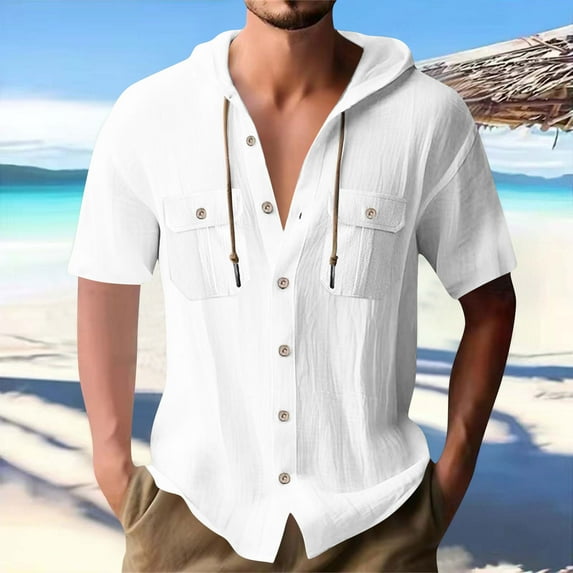 Men Short Sleeve Shirt with Pocket Button Big Man Black T Shirts Summer Tshirt Hawaiian Shirt for Men Cotton Large Shop now