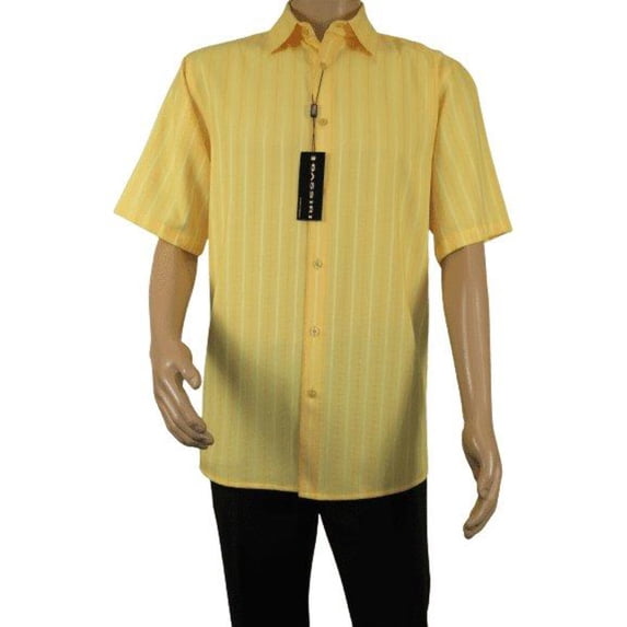 Men Short Sleeve Sport Shirt BASSIRI Light Weight Soft Microfiber 48201 Yellow