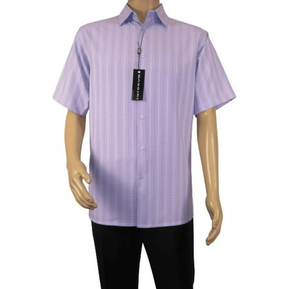 Men Short Sleeve Sport Shirt by BASSIRI Light Weight Soft Microfiber 48271 Lilac