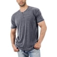 thumbnail image 1 of Men Short Sleeve T-Shirt Casual Solid Color Henley Tops, 1 of 3