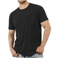 thumbnail image 1 of Men Short Sleeve T-Shirts with Chest Pocket, Solid Color Crewneck Tee Soft Comfy Summer Tops Workout Athletic Tshirt, 1 of 5