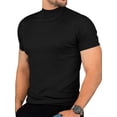 thumbnail image 1 of Men Short Sleeved Slim Funnel Neck Knit Pullover Tops, 1 of 5