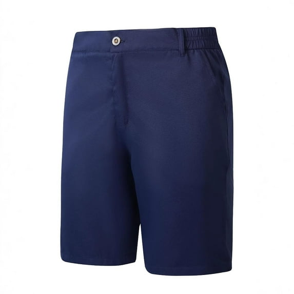 Men Shorts 9 Inch Elastic Waist Button Golf Shorts Straight Leg Casual Flat Front Travel Work Chino Shorts