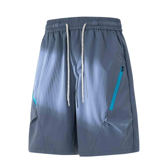 Men Shorts Cargo Men's Outdoor Workout Shorts, Plus Size Elastic Waist Breathable Shorts with Zip Pocket, Lightweight Sports Casual Short Pants Blue 5XL