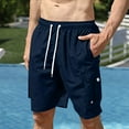 thumbnail image 1 of Men Shorts Casual Beach Work Casual Short Trouser Shorts Pants Mens Cargo Shorts Dark Blue L, 1 of 7