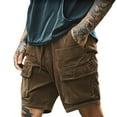 thumbnail image 1 of Men Shorts Casual Bermuda Shorts Vintage Summer Wear Cargo Baggy Pants Coffee S, 1 of 6