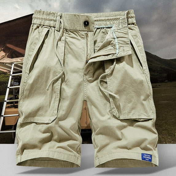 Men Shorts Casual Clearance, Men's Summer Fashion Solid Color Elastic Waist Shorts Pocket Cargo Shorts