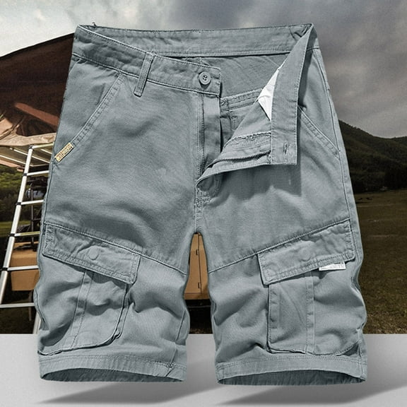 Men Shorts Casual, Men's Summer Fashion Solid Color Casual Shorts Multi-Pocket Cargo Shorts