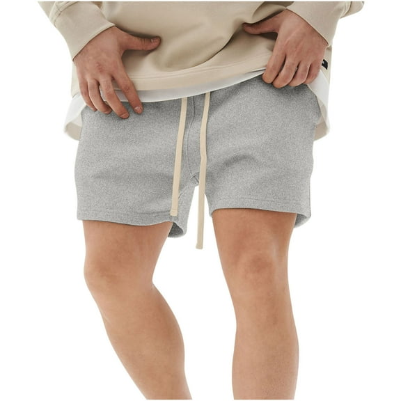 Men Shorts Casual Solid Color Casual Drawstring Pockets Elastic Sports Shorts Mens Cargo Shorts Dark Gray 2XL