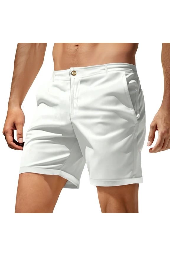 Men Shorts Casual Tapered Leg Stretch Mens Slim Fit Shorts Chino Short Straight Comfy Summer Casual Hiking Shorts,White,XXL