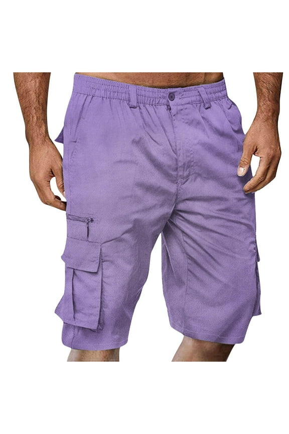Men Shorts under $10 Mens Shorts Men Casual Solid Knee Length Cargo Pants with Pocket Straight Button Zipper Shorts Active Shorts Sizes S-3XL
