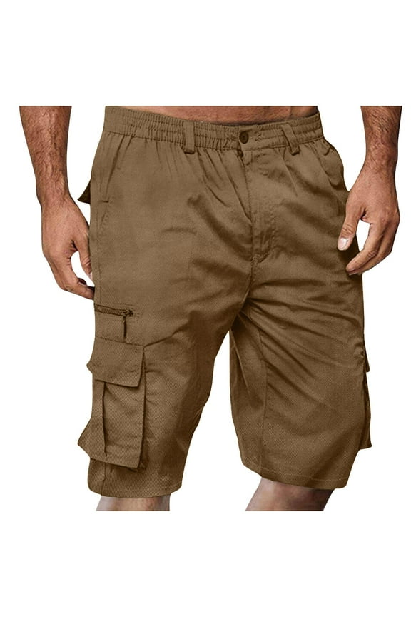 Men Shorts under $10 Mens Shorts Men Casual Solid Knee Length Cargo Pants with Pocket Straight Button Zipper Shorts Active Shorts Sizes S-3XL