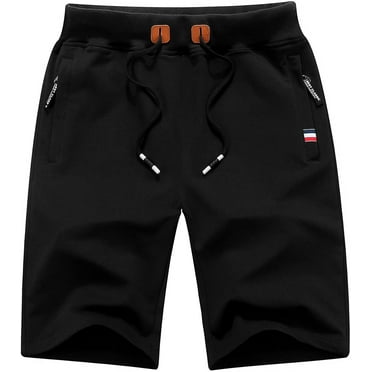 Men Shorts Elastic Waist Drawstring Cotton Casual Outdoor Lightweight Shorts with Multi Pockets