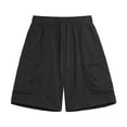 thumbnail image 1 of Men Shorts Jeans Below Knee Men's Cargo Shorts with Elastic Waist Drawstring,Plus Size Summer Wide Leg Shorts with Multi Zipper Pocket Black XXL, 1 of 8