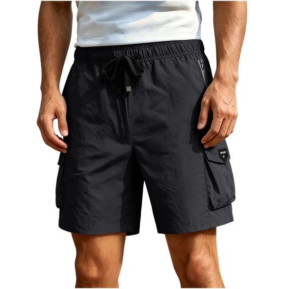 Men Shorts Jeans Men's Stretchy Cargo Shorts, Wide Leg Classic Work with Multi-pocket, Casual Sports Hiking Short Pants Black XL