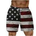 thumbnail image 1 of Men Shorts Plus Size Independence Day Strip Printed Elastic Waist Drawstring Summer Trendy Beach Pants Red 4XL, 1 of 5