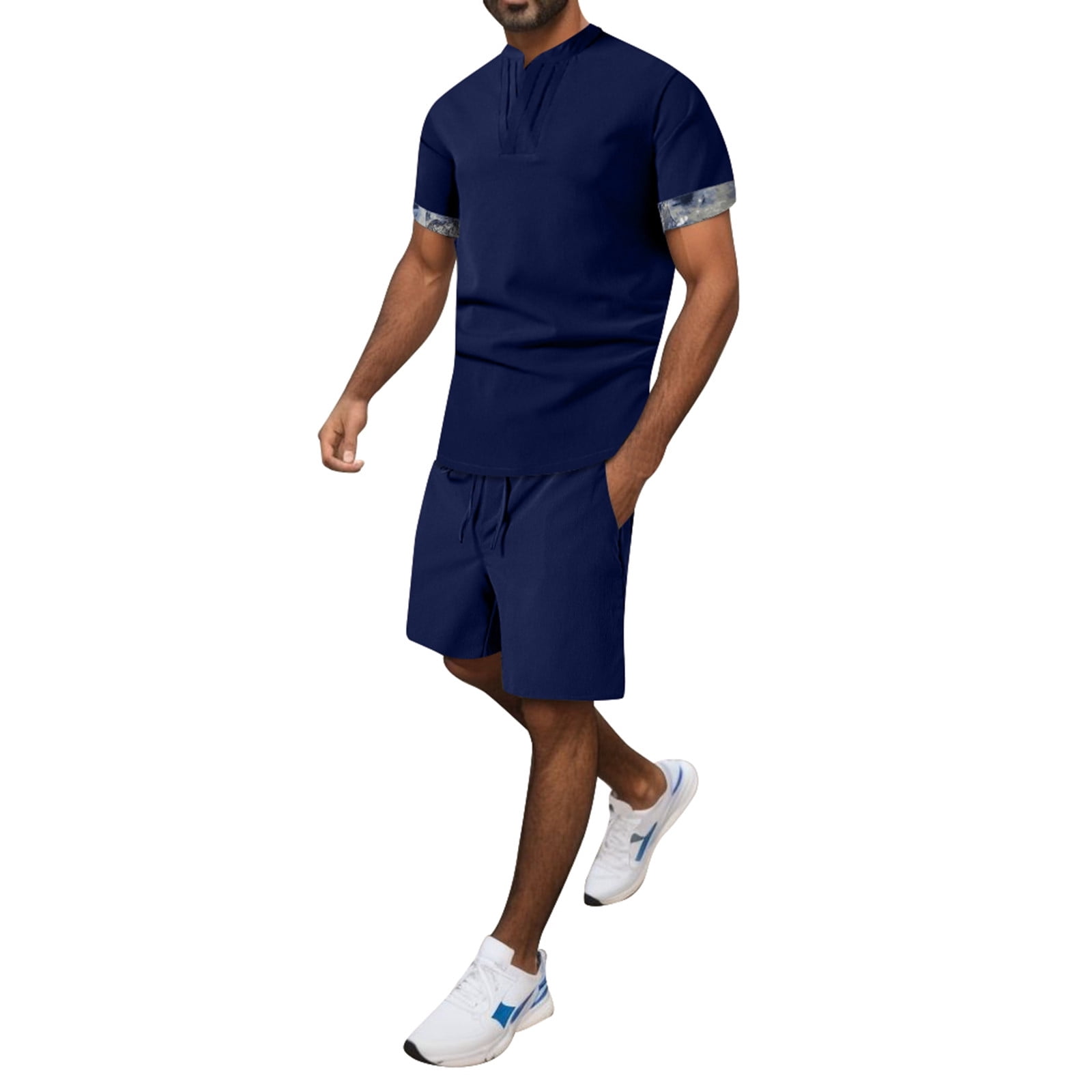 Men Shorts Set Men's Two Piece Summer Tracksuit Set Short Sleeve Tee Shirt And Shorts Set Mens Summer Outfits