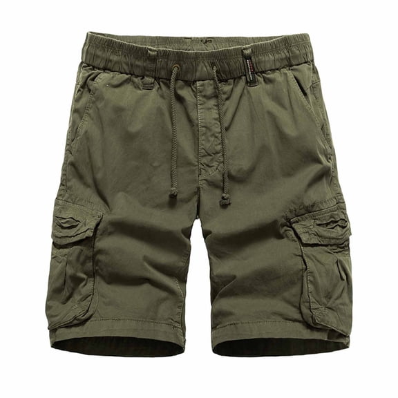 Men Shorts Sports Elastic Waist Multi-Pockets Relaxed Summer Shorts Pants Chores Para Hombre Army Green 2XL