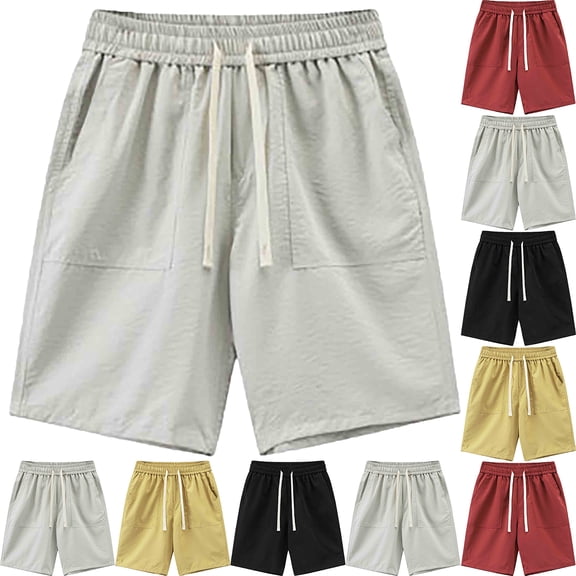 Lenago Mens Shorts Summer Casual And Comfortable Drawstring Pocket Elastic Waist Shorts Cargo Shorts for Men