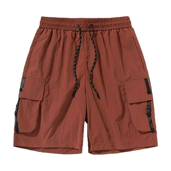 Men Shorts Summer Outdoors Casual Drawstring Printing Sport Shorts Pants Mens Cargo Shorts Wine XL