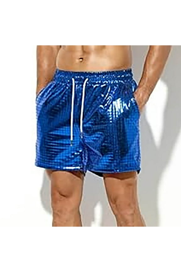 Men Shorts Summer Solid Color Pearlite Layer Beach Fitness Run Casual Sports Breathability Short Pants Chores Para Hombre Blue S