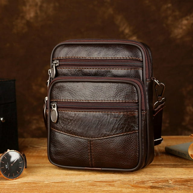 Men Shoulder Crossbody Bag Zipper Vintage Briefcase Durable for Mobile ...